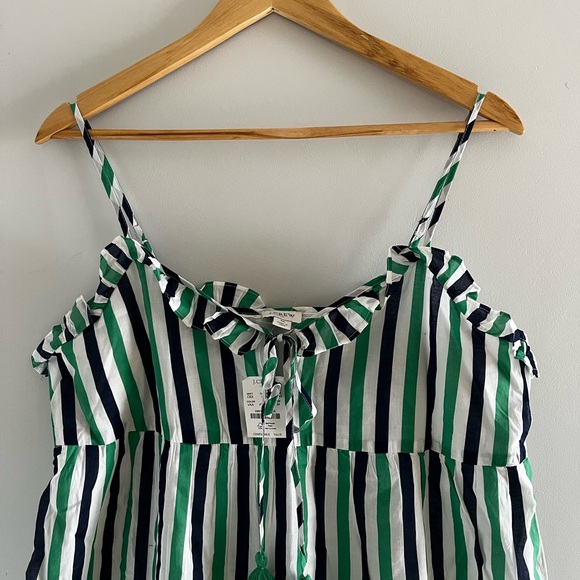 J. Crew Green and Blue Ruched Ruffled Sundress - Picture 4 of 5